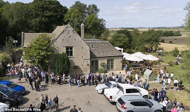 More than 400 people waited hours to be the first to enter Clarkson's new pub when it opened in August