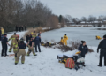 Firefighters rescue woman and her dog from icy pond in Springfield